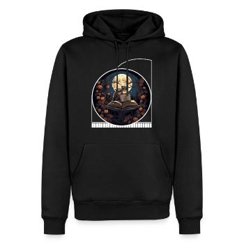 Moonlit Skeleton Reader Cottagecore Night Owl - Men’s Premium Organic Hoodie - black - Front - Nico (187cm)
