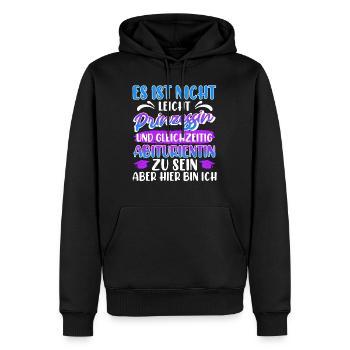 Abitur Nicht Leicht PRINZESSIN und ABITURIENTIN - Männer Premium Bio Hoodie - Schwarz - Vorne - Nico (187cm)