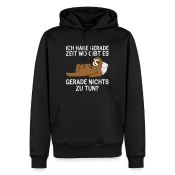 Faultier Habe Zeit Wo Gibt es Nichts zu tun? - Männer Premium Bio Hoodie - Schwarz - Vorne - Nico (187cm)
