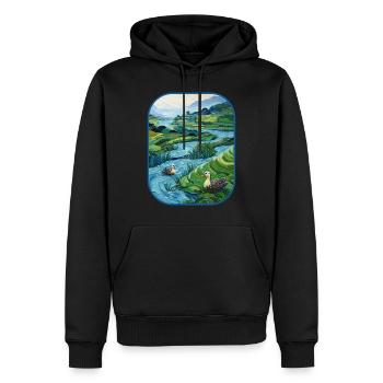 Riz en terrasse canetons Serene March T Shirt - Sweat à capuche Premium bio Homme - noir - Devant - Nico (187cm)