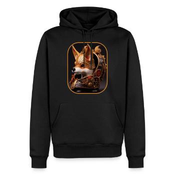 Samurai Helm Corgi Warrior Spirit T-Shirt - Männer Premium Bio Hoodie - Schwarz - Vorne - Nico (187cm)