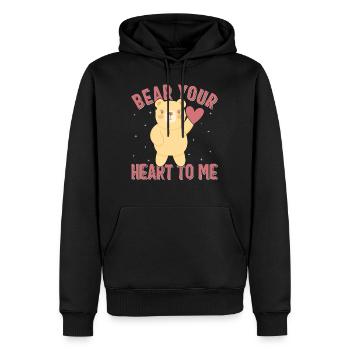 Chemise de la Saint-Valentin, ours ton cœur à moi ours - Sweat à capuche Premium bio Homme - noir - Devant - Nico (187cm)