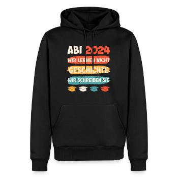 Abitur 2024 Abi Geschichte Wir Schreiben Sie - Männer Premium Bio Hoodie - Schwarz - Vorne - Nico (187cm)