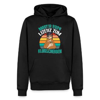 Master 2024 Lizenz zum Klugscheißen Faultier - Männer Premium Bio Hoodie - Schwarz - Vorne - Nico (187cm)
