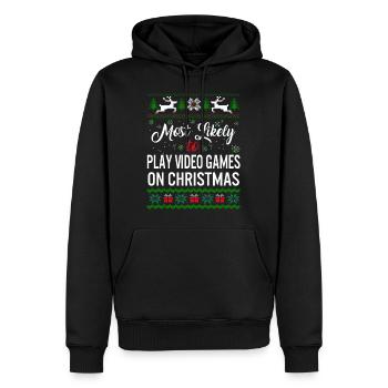 Les plus susceptibles de jouer à des jeux vidéo à Noël - Sweat à capuche Premium bio Homme - noir - Devant - Nico (187cm)