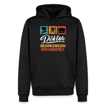 Doktor Bildungswesen Durchgespielt Doktorarbeit - Männer Premium Bio Hoodie - Schwarz - Vorne - Nico (187cm)