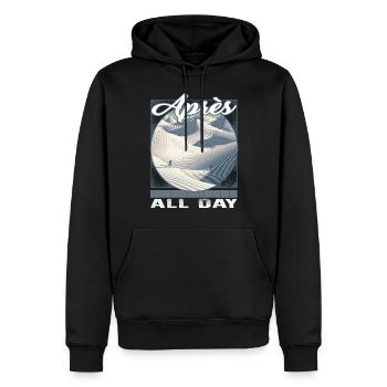 Apres All Day Ski Optical Illusion Incline - Men’s Premium Organic Hoodie - black - Front - Nico (187cm)