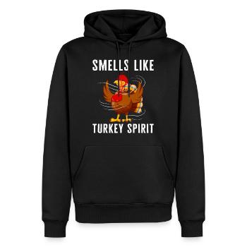 Thanksgiving-Shirt, riecht nach Truthahn-Spirituosen-T-Shirt - Männer Premium Bio Hoodie - Schwarz - Vorne - Nico (187cm)