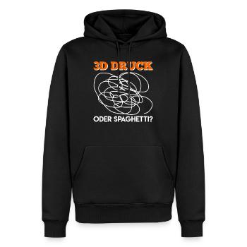 Impression 3D ou spaghetti ? Erreurs d’impression 3D - Sweat à capuche Premium bio Homme - noir - Devant - Nico (187cm)