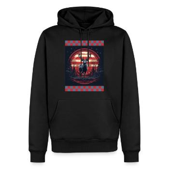 Heulender Hirsch Silhouette Mond Amerikanische Flagge Urban - Männer Premium Bio Hoodie - Schwarz - Vorne - Nico (187cm)