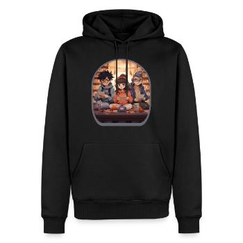 Anime Librarians Reading Cute Boba Tea Gaming - Men’s Premium Organic Hoodie - black - Front - Nico (187cm)