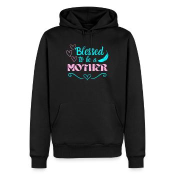 Béni d’être une maman meilleure citation de maman - Sweat à capuche Premium bio Homme - noir - Devant - Nico (187cm)