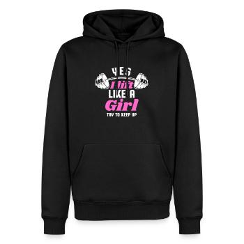 Je soulève comme une fille Haltérophilie Gym pour femmes - Sweat à capuche Premium bio Homme - noir - Devant - Nico (187cm)