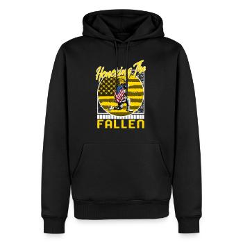 Veteran Shirt, Honoring The Fallen Tee, Gift For - Men’s Premium Organic Hoodie - black - Front - Nico (187cm)