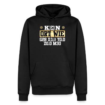 Impression 3D Drôle Pas d’endroit comme X0.0 Y0.0 20.0 - Sweat à capuche Premium bio Homme - noir - Devant - Nico (187cm)