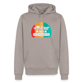 Abitur 2024 ABI Terminé Obtention du diplôme d’Abitur - Sweat à capuche Premium bio Homme - taupe - Devant - Nico (187cm)