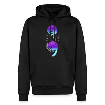 Suicide Prevention Awareness Shirt, Stay Tomorrow - Men’s Premium Organic Hoodie - black - Front - Nico (187cm)