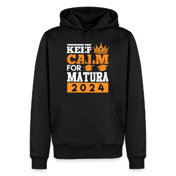 Maturant Keep Calm pour Matura 2024 Matura - Sweat à capuche Premium bio Homme - noir - Devant - Nico (187cm)