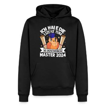 Master 2024 J’ai le permis d’être malin - Sweat à capuche Premium bio Homme - noir - Devant - Nico (187cm)