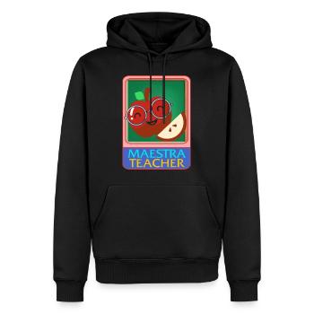Teacher Shirt, Maestra Teacher Cute Smiling Apple - Men’s Premium Organic Hoodie - black - Front - Nico (187cm)