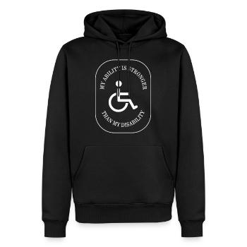 chemise d’amputé, ma capacité est plus forte que ma - Sweat à capuche Premium bio Homme - noir - Devant - Nico (187cm)