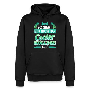 Office This is what a really cool colleague looks like - Men’s Premium Organic Hoodie - black - Front - Nico (187cm)