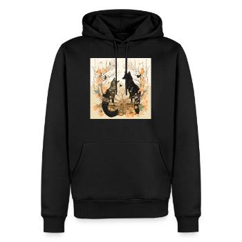 Harmonie Natur Tiere Krähe Fuchs Hase - Männer Premium Bio Hoodie - Schwarz - Vorne - Nico (187cm)