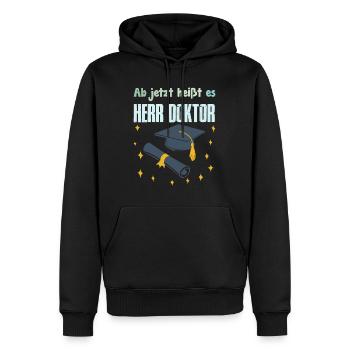 Désormais, il s’appelle M. Docteur - Sweat à capuche Premium bio Homme - noir - Devant - Nico (187cm)