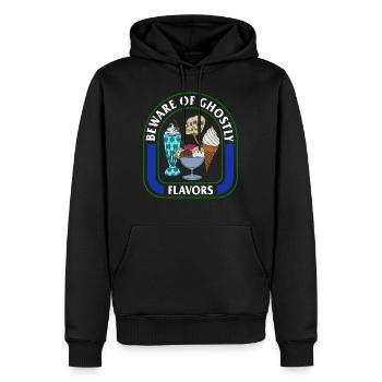 Halloween Shirt, Beware Of Ghostly Flavors - Men’s Premium Organic Hoodie - black - Front - Nico (187cm)