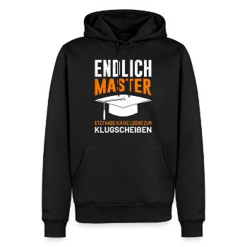 Obtention de la licence de master - Sweat à capuche Premium bio Homme - noir - Devant - Nico (187cm)