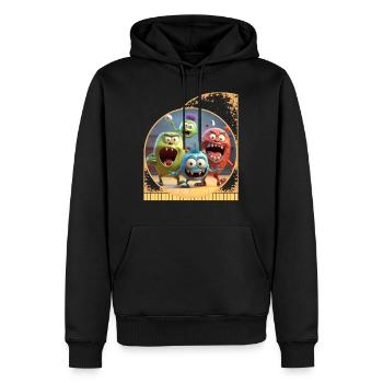 Cartoon Monster Characters Playing Pickleball - Men’s Premium Organic Hoodie - black - Front - Nico (187cm)