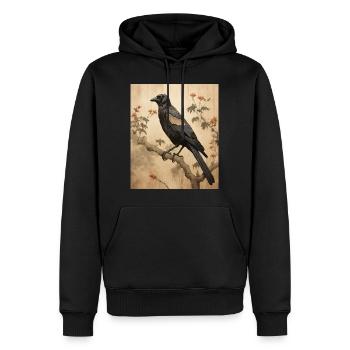 Washi Paper Crow Traditional Art Copy (2) - Men’s Premium Organic Hoodie - black - Front - Nico (187cm)