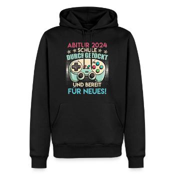 Abitur 2024 Abi School Gambled Diplômé du lycée - Sweat à capuche Premium bio Homme - noir - Devant - Nico (187cm)