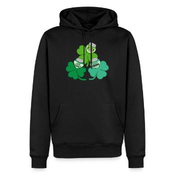 Chemise d’infirmière, feuille d’émeraude menthe trèfle à quatre feuilles - Sweat à capuche Premium bio Homme - noir - Devant - Nico (187cm)