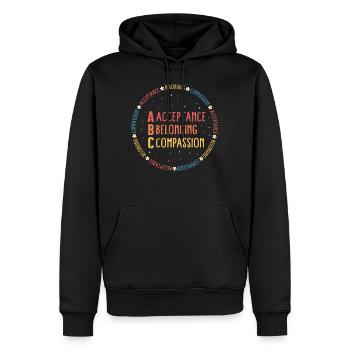 SPED-Lehrerhemd, A Akzeptanz B Zugehörigkeit C - Männer Premium Bio Hoodie - Schwarz - Vorne - Nico (187cm)