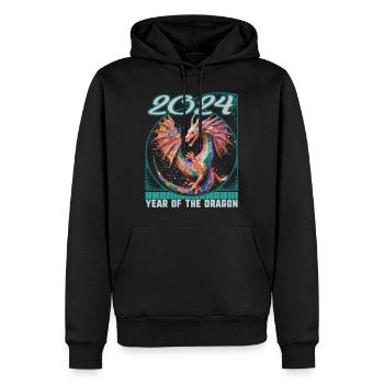 Chines Nouvel An de Dragon Pointillisme Art Dragon - Sweat à capuche Premium bio Homme - noir - Devant - Nico (187cm)
