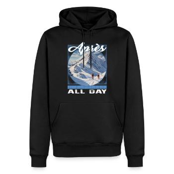 Apres All Day Atmospheric Alpine Depth Descent - Men’s Premium Organic Hoodie - black - Front - Nico (187cm)