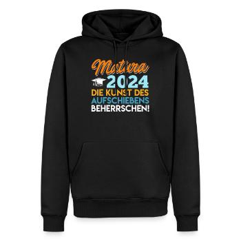 Matura 2024 : Maîtriser l’art de la procrastination - Sweat à capuche Premium bio Homme - noir - Devant - Nico (187cm)