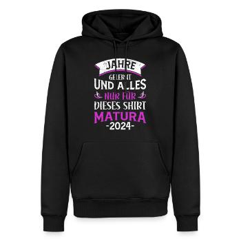 Matura 2024 ans J’ai tout appris pour ce t-shirt - Sweat à capuche Premium bio Homme - noir - Devant - Nico (187cm)