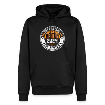 Abitur 2024 Mit Abstand die BESTEN ABITURIENTIN - Männer Premium Bio Hoodie - Schwarz - Vorne - Nico (187cm)