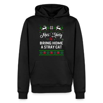 Le plus susceptible de ramener à la maison une chemise de chat errant, - Sweat à capuche Premium bio Homme - noir - Devant - Nico (187cm)