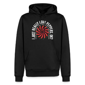 Pepper Shirt, ich liebe Peppers einfach Ok - Männer Premium Bio Hoodie - Schwarz - Vorne - Nico (187cm)