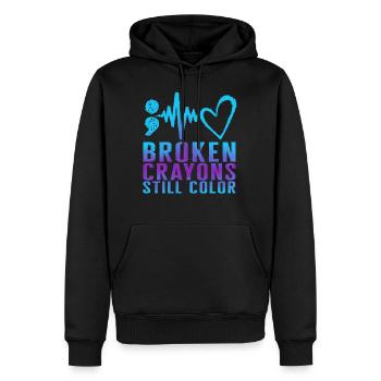 Suicide Prevention Awareness Shirt, Broken - Men’s Premium Organic Hoodie - black - Front - Nico (187cm)