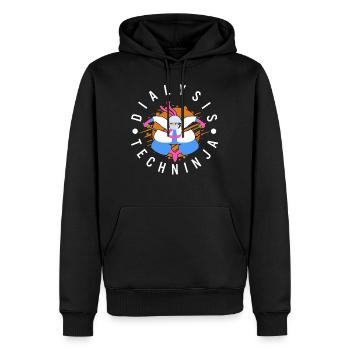Dialyse-Shirt, Dialyse-Techninja-T-Shirt, - Männer Premium Bio Hoodie - Schwarz - Vorne - Nico (187cm)