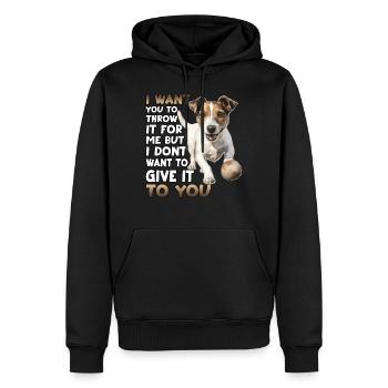 Mignon chien Jack Russell T pour les - Sweat à capuche Premium bio Homme - noir - Devant - Nico (187cm)