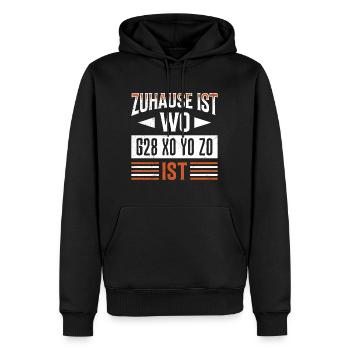 GCode Home est l'endroit où X0 Y0 20 est drôle - Sweat à capuche Premium bio Homme - noir - Devant - Nico (187cm)
