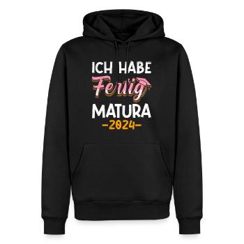 Matura 2024 J’ai fini fille drôle - Sweat à capuche Premium bio Homme - noir - Devant - Nico (187cm)
