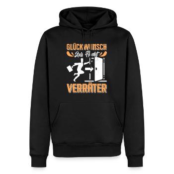 Glückwunsch zur Flucht VERRÄTER Abschied - Männer Premium Bio Hoodie - Schwarz - Vorne - Nico (187cm)