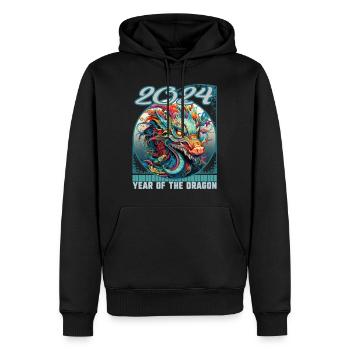 Chinesisches Neujahr des Drachen Paisley gemustert - Männer Premium Bio Hoodie - Schwarz - Vorne - Nico (187cm)