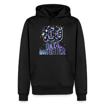 Schulshirt, 100 Tage Brighter Stars Galaxy - Männer Premium Bio Hoodie - Schwarz - Vorne - Nico (187cm)